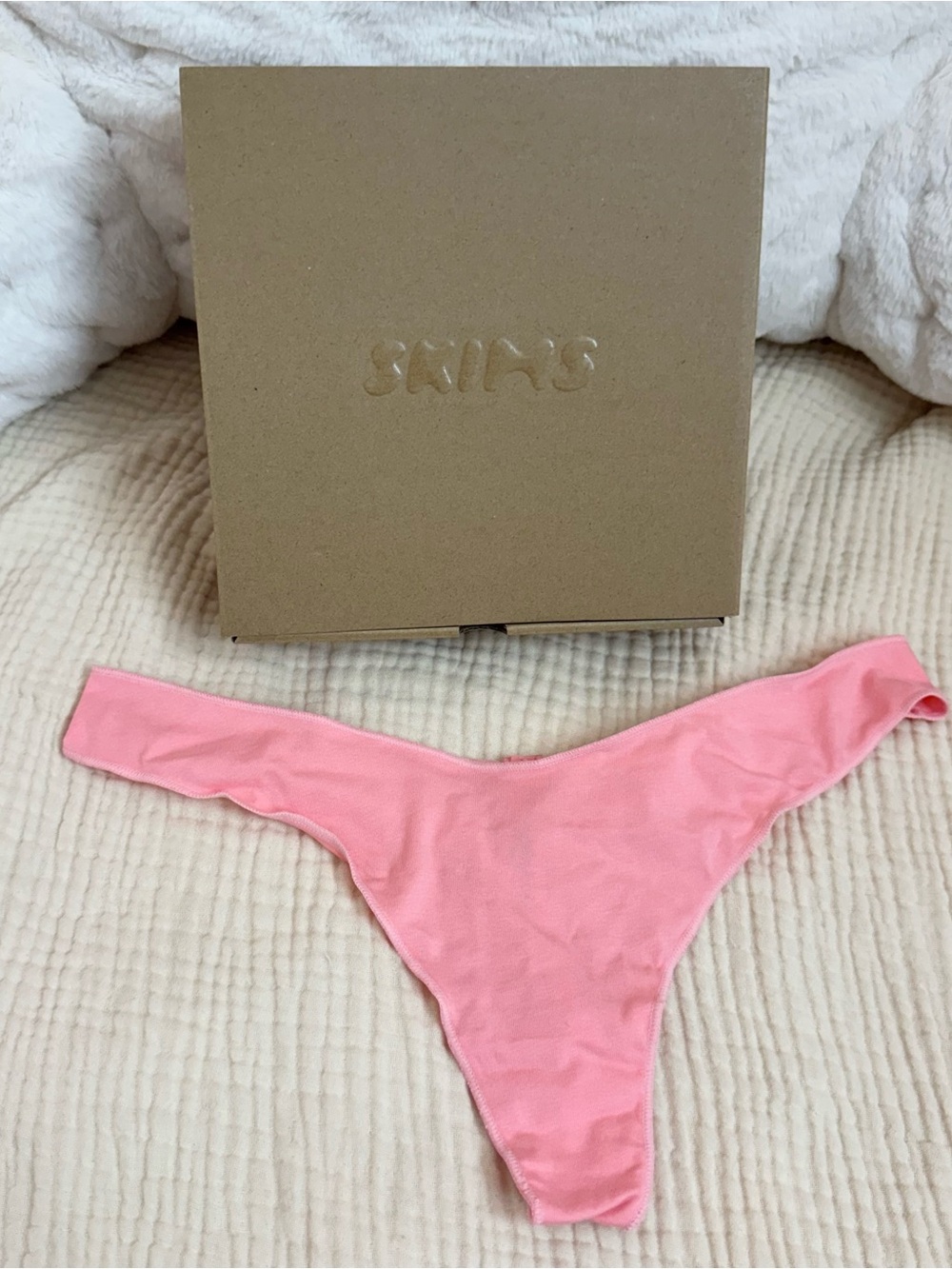 Skims Light Pink Cotton Thong Underwear Panty Size Medium